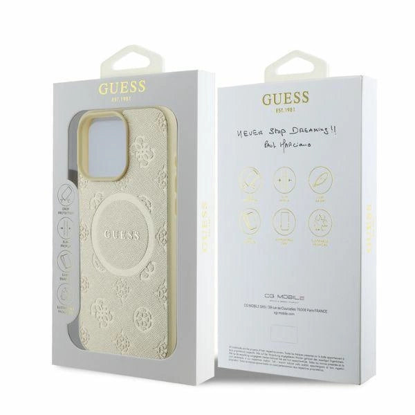 Etui Guess Saffiano Peony Classic Logo MagSafe na iPhone 16 Pro - złote_3