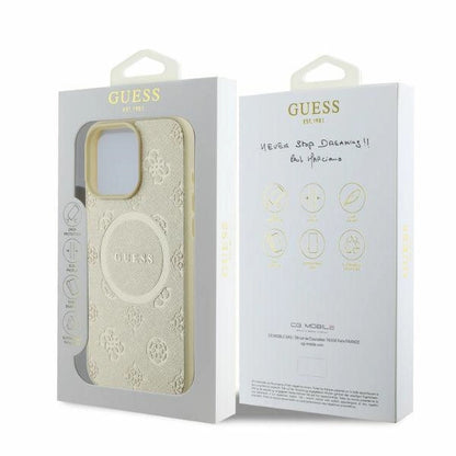 Etui Guess Saffiano Peony Classic Logo MagSafe na iPhone 16 Pro - złote_3