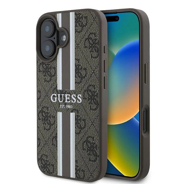 Guess 4G Printed Stripes MagSafe iPhone 16 Plus Case - Brown_0