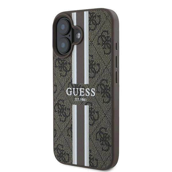 Guess 4G Printed Stripes MagSafe iPhone 16 Plus Case - Brown_1