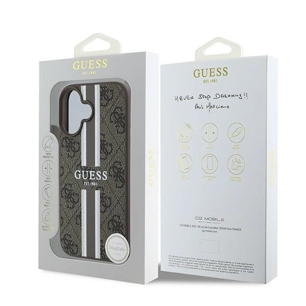 Guess 4G Printed Stripes MagSafe iPhone 16 Plus Case - Brown_7