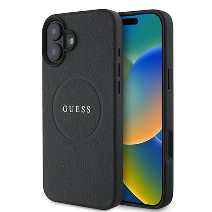 Guess Grained Gold Ring MagSafe case for iPhone 16 Plus - black_0