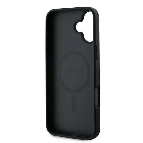 Guess Grained Gold Ring MagSafe case for iPhone 16 Plus - black_6