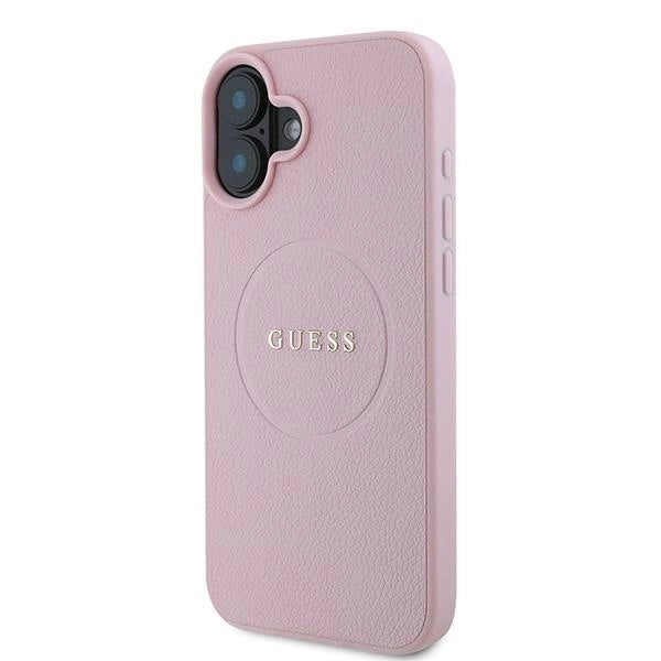 Guess Grained Gold Ring MagSafe iPhone 16 Plus Case - Pink_1
