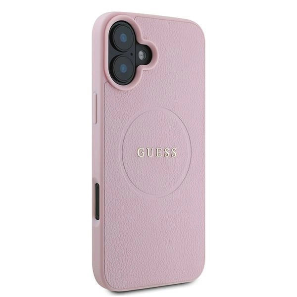 Guess Grained Gold Ring MagSafe iPhone 16 Plus Case - Pink_3