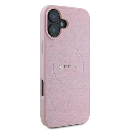 Guess Grained Gold Ring MagSafe iPhone 16 Plus Case - Pink_3