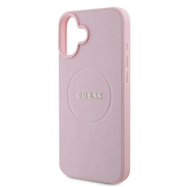 Guess Grained Gold Ring MagSafe iPhone 16 Plus Case - Pink_5