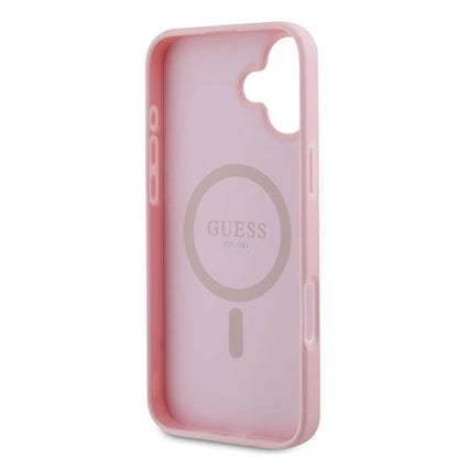 Guess Grained Gold Ring MagSafe iPhone 16 Plus Case - Pink_6
