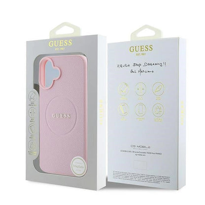 Guess Grained Gold Ring MagSafe iPhone 16 Plus Case - Pink_7