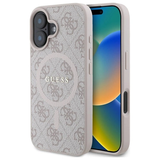 Guess 4G Ring Classic Logo MagSafe iPhone 16 Case - Pink_0