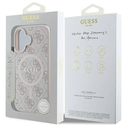 Guess 4G Ring Classic Logo MagSafe iPhone 16 Case - Pink_7