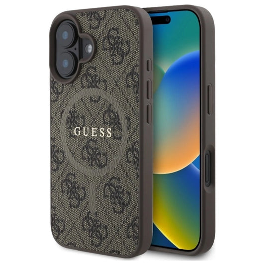 Guess 4G Ring Classic Logo MagSafe iPhone 16 Case - Brown_0