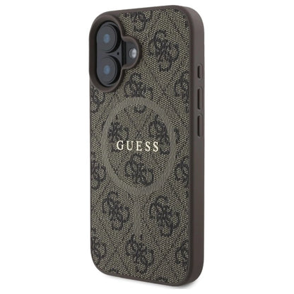 Guess 4G Ring Classic Logo MagSafe iPhone 16 Case - Brown_1