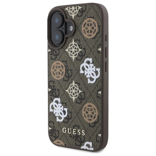 Etui Guess Peony On 4G Background MagSafe na iPhone 16 - brązowe_1