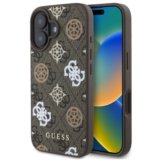 Guess 4G Printed Stripes MagSafe iPhone 16 Case - Brown_0