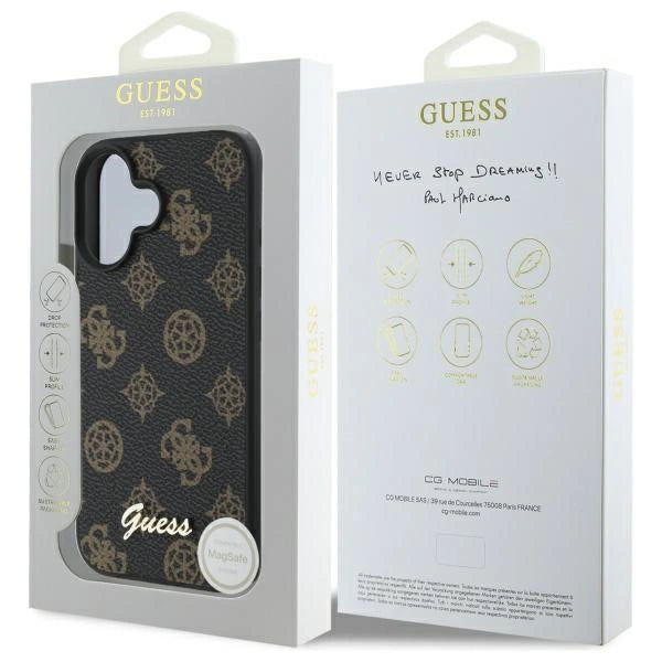 Guess Peony Script MagSafe iPhone 16 Case - Black_7