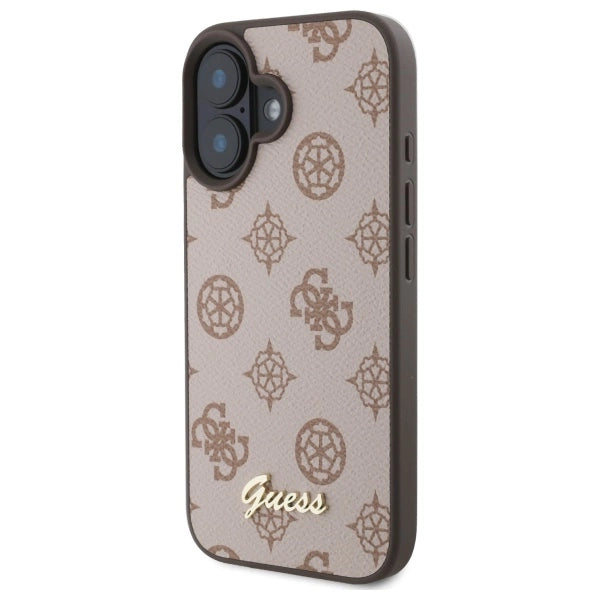 Guess Peony Script MagSafe iPhone 16 Case - Brown_1