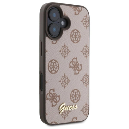Guess Peony Script MagSafe iPhone 16 Case - Brown_3