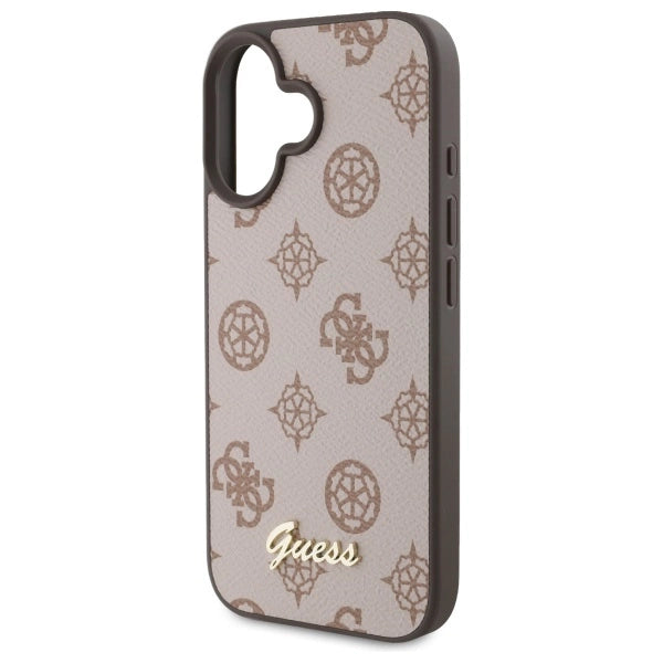Guess Peony Script MagSafe iPhone 16 Case - Brown_5