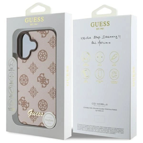 Guess Peony Script MagSafe iPhone 16 Case - Brown_7
