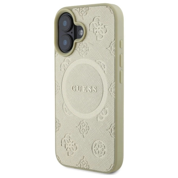 Etui Guess Saffiano Peony Classic Logo MagSafe na iPhone 16 - złote_1