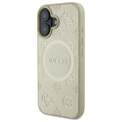 Etui Guess Saffiano Peony Classic Logo MagSafe na iPhone 16 - złote_1