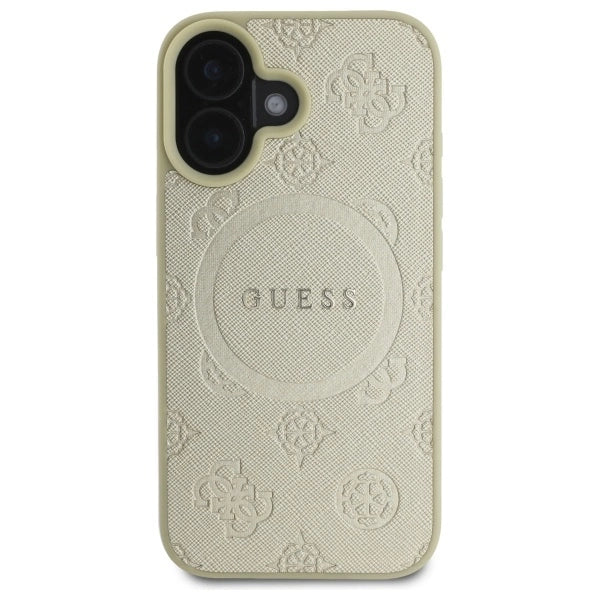 Etui Guess Saffiano Peony Classic Logo MagSafe na iPhone 16 - złote_2