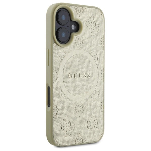 Etui Guess Saffiano Peony Classic Logo MagSafe na iPhone 16 - złote_3