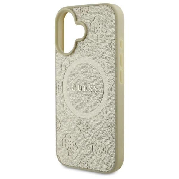 Etui Guess Saffiano Peony Classic Logo MagSafe na iPhone 16 - złote_5
