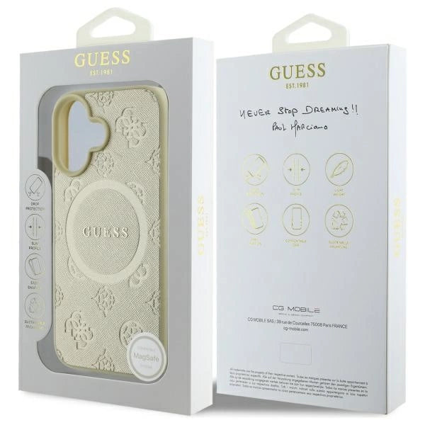 Etui Guess Saffiano Peony Classic Logo MagSafe na iPhone 16 - złote_7