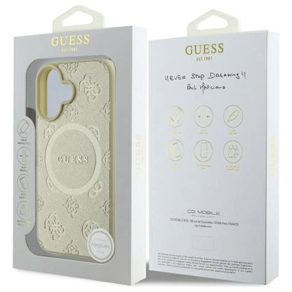Etui Guess Saffiano Peony Classic Logo MagSafe na iPhone 16 - złote_7