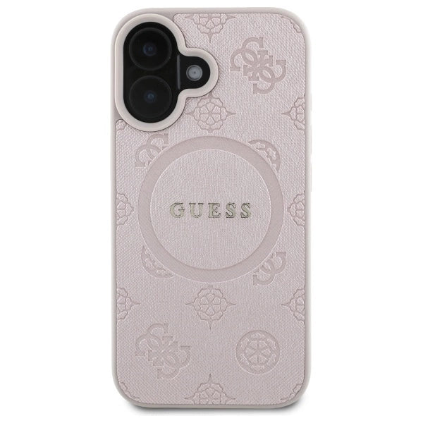 Guess Saffiano Peony Classic Logo MagSafe iPhone 16 Case - Pink_2