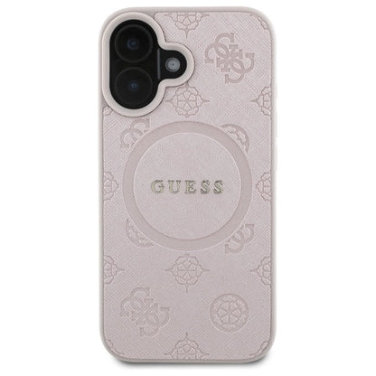 Guess Saffiano Peony Classic Logo MagSafe iPhone 16 Case - Pink_2