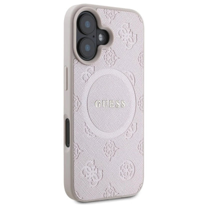 Guess Saffiano Peony Classic Logo MagSafe iPhone 16 Case - Pink_3