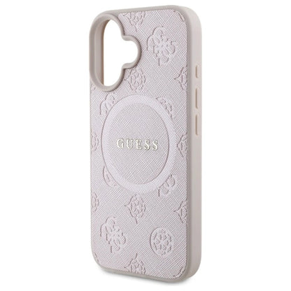 Guess Saffiano Peony Classic Logo MagSafe iPhone 16 Case - Pink_5