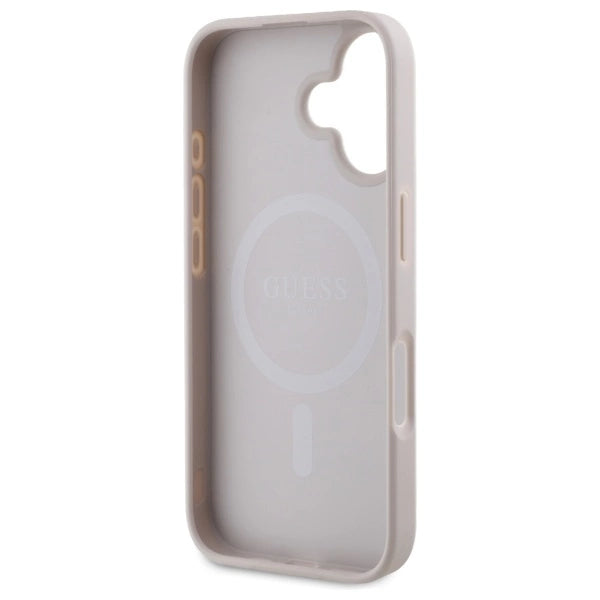 Guess Saffiano Peony Classic Logo MagSafe iPhone 16 Case - Pink_6