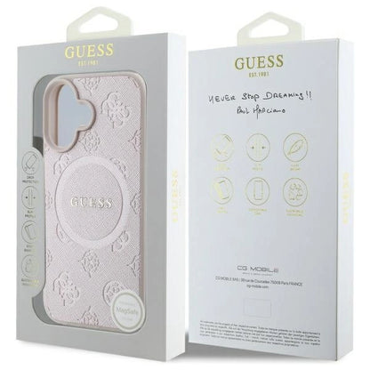Guess Saffiano Peony Classic Logo MagSafe iPhone 16 Case - Pink_7