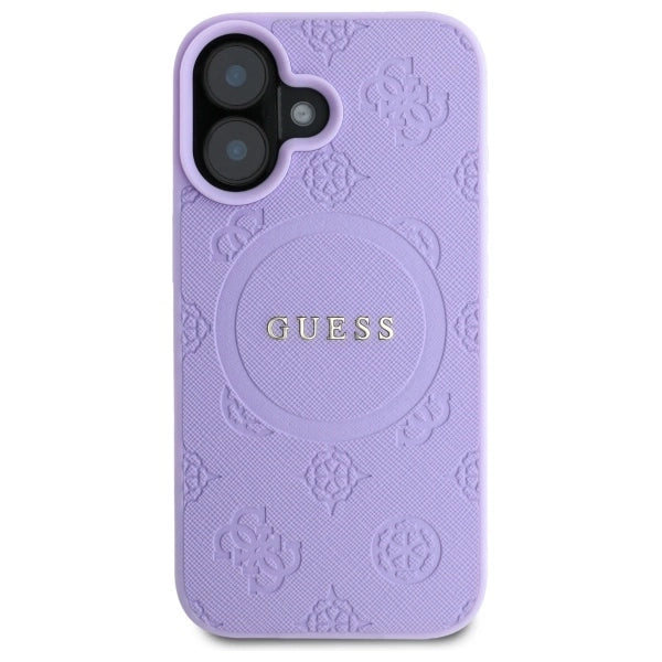 Guess Saffiano Peony Classic Logo MagSafe iPhone 16 Case - Purple_2