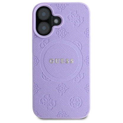 Guess Saffiano Peony Classic Logo MagSafe iPhone 16 Case - Purple_2