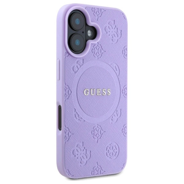Guess Saffiano Peony Classic Logo MagSafe iPhone 16 Case - Purple_3