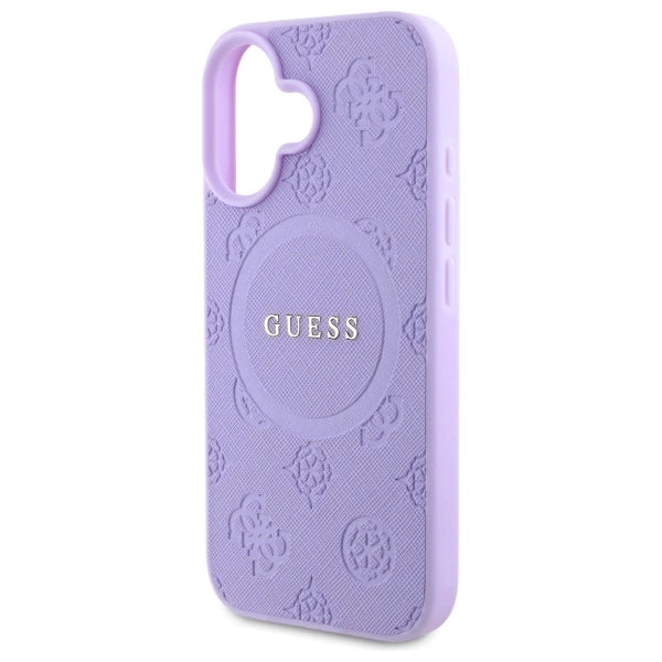 Guess Saffiano Peony Classic Logo MagSafe iPhone 16 Case - Purple_5