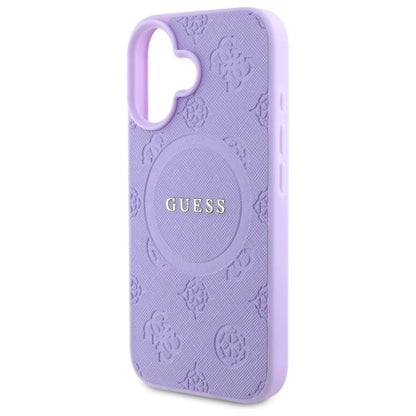 Guess Saffiano Peony Classic Logo MagSafe iPhone 16 Case - Purple_5