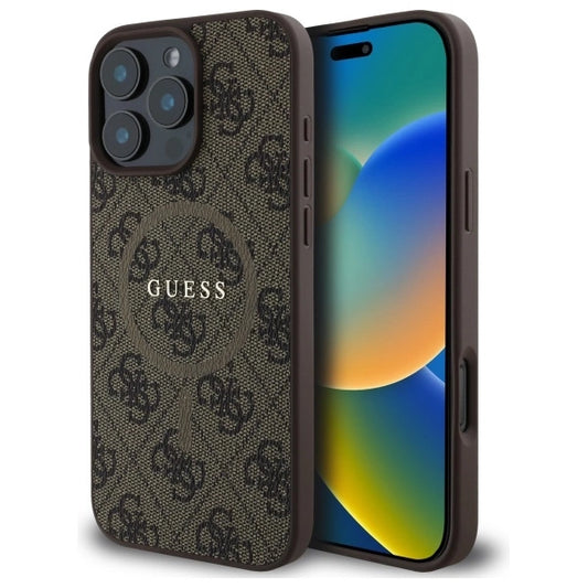 Guess 4G Ring Classic Logo MagSafe Case for iPhone 16 Pro Max - Brown_0