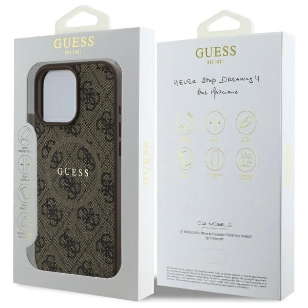 Guess 4G Ring Classic Logo MagSafe Case for iPhone 16 Pro Max - Brown_7