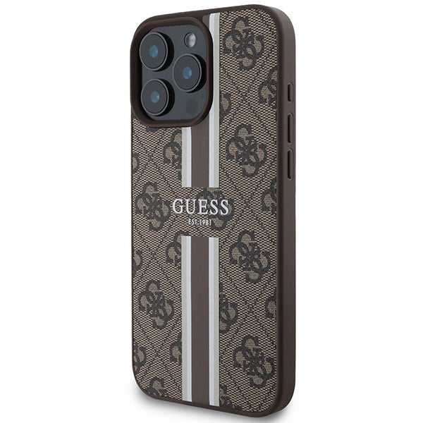 Guess 4G Printed Stripes MagSafe Case for iPhone 16 Pro Max - Brown_1