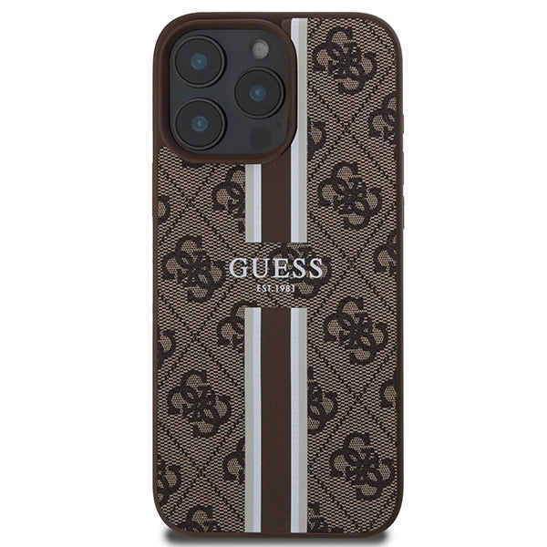 Guess 4G Printed Stripes MagSafe Case for iPhone 16 Pro Max - Brown_2