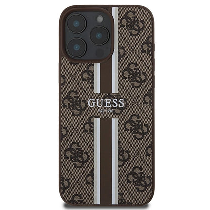 Guess 4G Printed Stripes MagSafe Case for iPhone 16 Pro Max - Brown_2