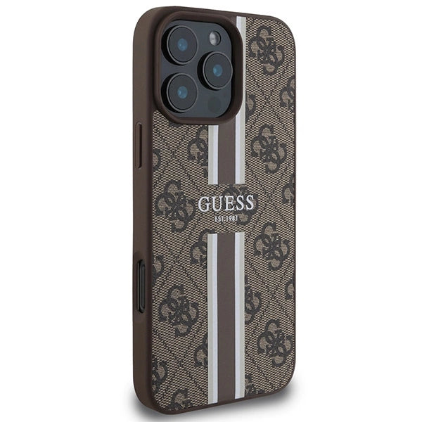 Guess 4G Printed Stripes MagSafe Case for iPhone 16 Pro Max - Brown_3
