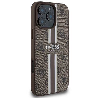 Guess 4G Printed Stripes MagSafe Case for iPhone 16 Pro Max - Brown_3