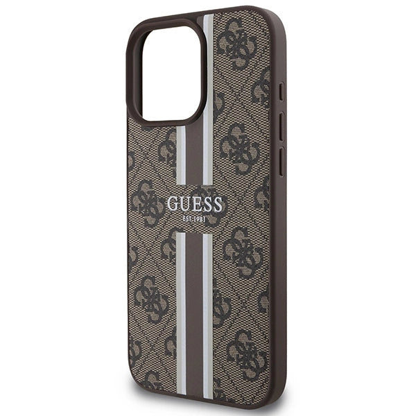 Guess 4G Printed Stripes MagSafe Case for iPhone 16 Pro Max - Brown_5